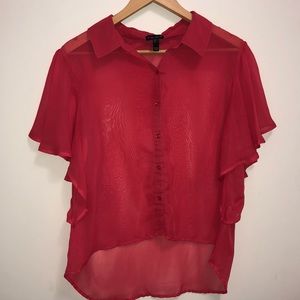 Red transparent blouse